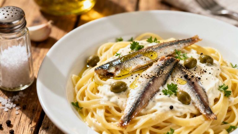 Pasta cremosa con anchoas lista en 5 minutos: la cena más rápida y sabrosa