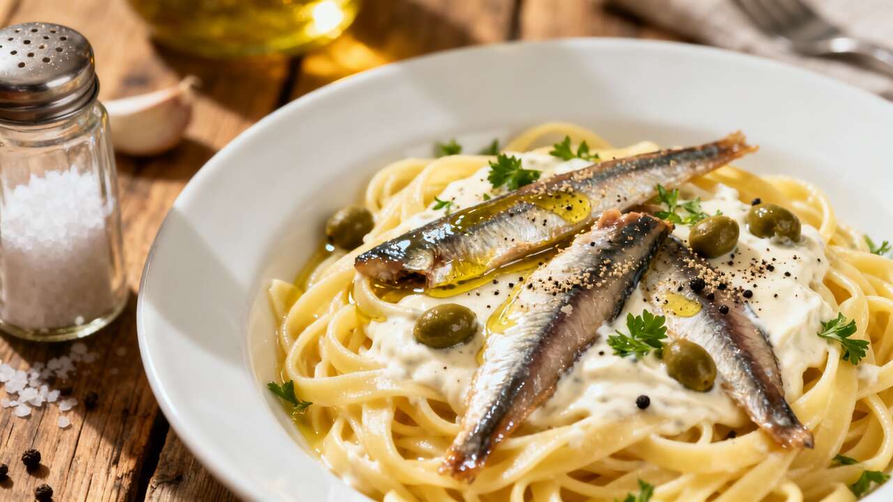 Pasta cremosa con anchoas lista en 5 minutos: la cena más rápida y sabrosa