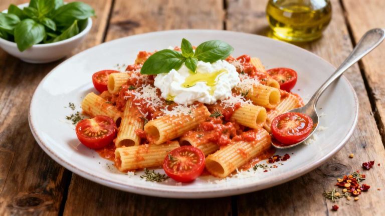 Pasta con tomate y ricotta: rápida, cremosa y riquísima