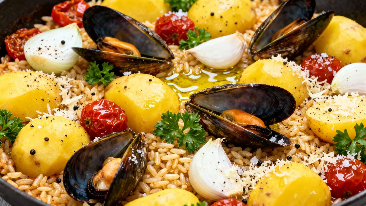 Arroz, papas y mejillones: receta clásica del sur de Italia