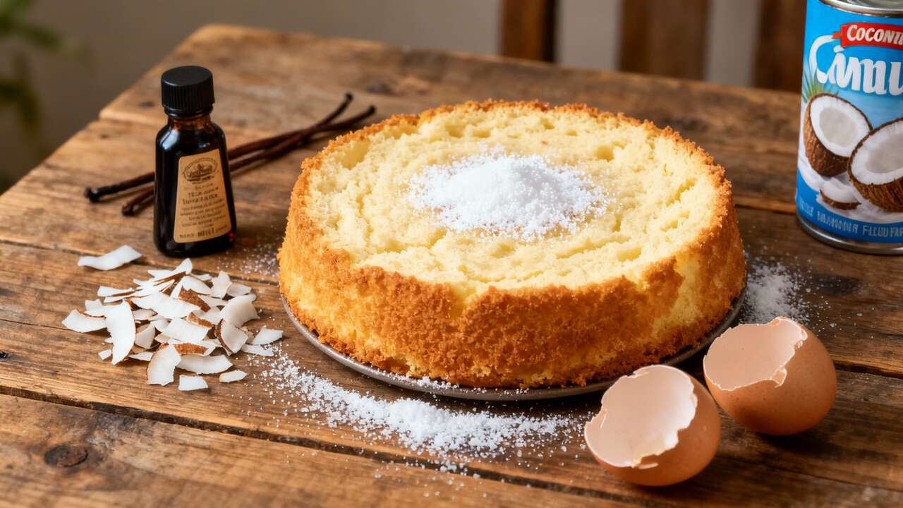 Bizcocho de coco sin harina: esponjoso, jugoso y listo en minutos
