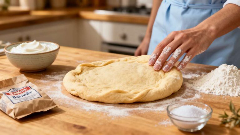 Masa de pizza casera sin levadura para hacer en 30 minutos con tres ingredientes