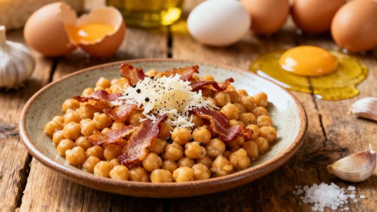 Garbanzos a la carbonara, una sorprendente receta de legumbres lista en 10 minutos